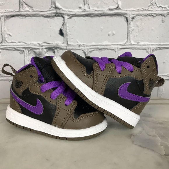 Nike Air Jordan 1 Mid “Purple Mocha” Toddler’s Sneakers Size 2C DQ8425-215 NEW - Picture 5 of 12